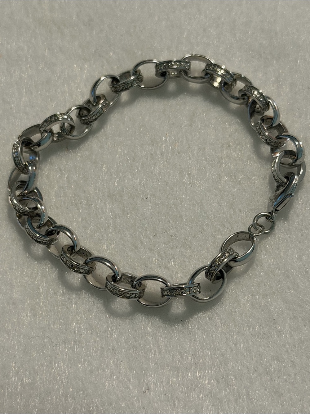 Silver Link Bracelet with Pavé Accents